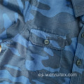 Camisa infantil de manga larga con estampado de solapa azul marino